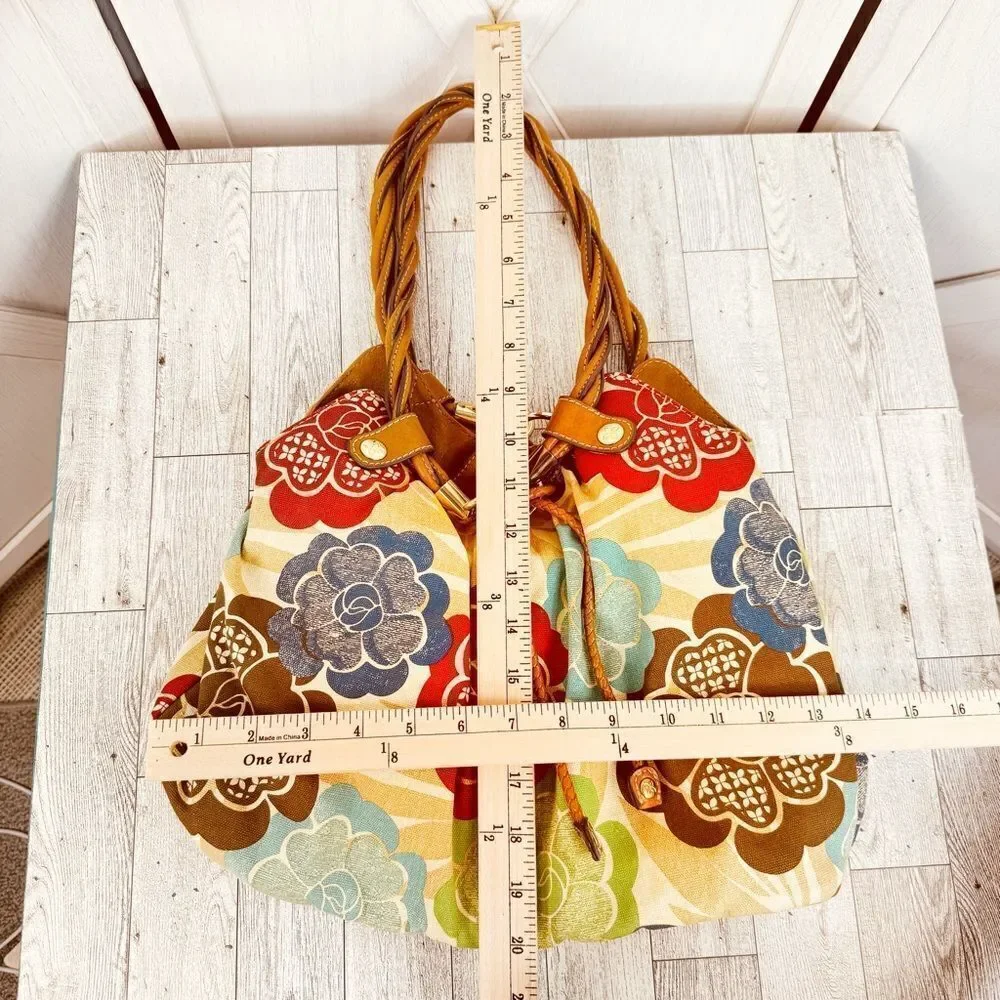 Relic‎ Floral Canvas Hobo Shoulder Pouch Bag Ivory Multi Boho Western
